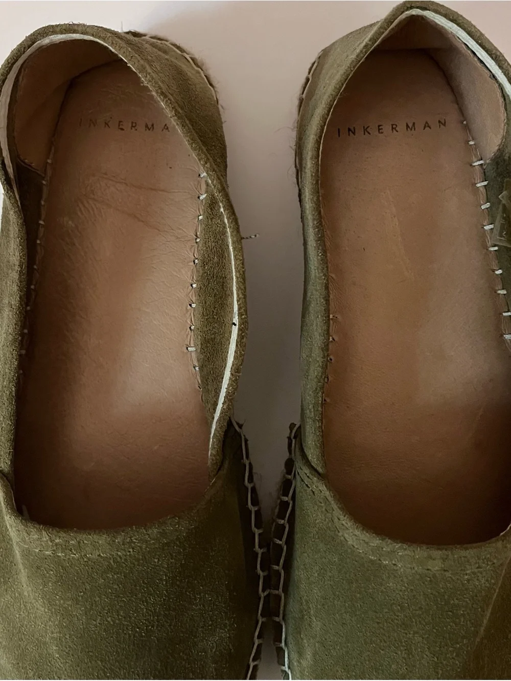 Inkerman NYC Olive Green Suede French Espadrille Flats Made in France EU 38 /7.5